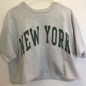 Grey new york cropped T-shirt